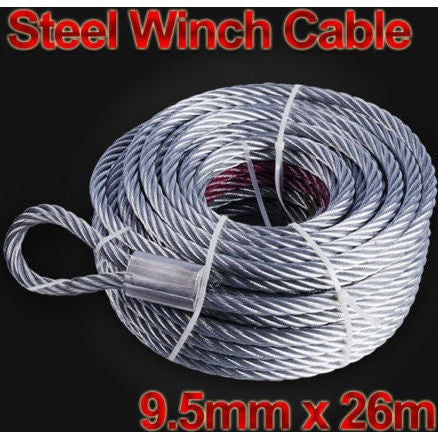 Galvanised Steel Winch Cable Wire Rope 9.5mm x 26m